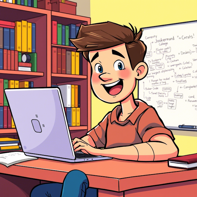 Daniel coding on his laptop